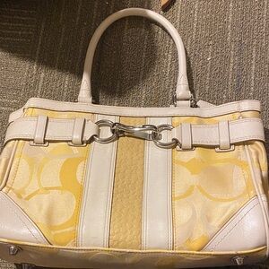 Yellow and Cream coach Bag